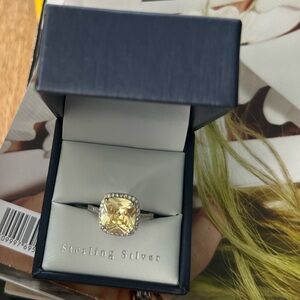 Elegant Sterling Silver Yellow Gemstone Ring
